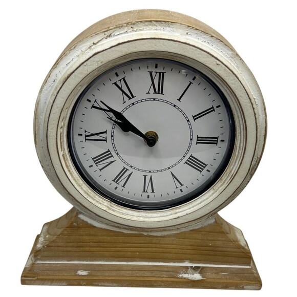 Battery Operated Mantle Clock Raw Wood Americana Style Brown Handmade - Picture 1 of 7
